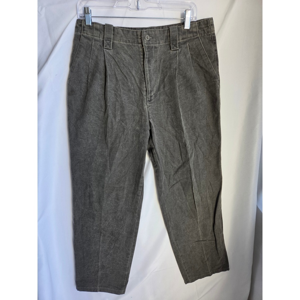 Dockers Pants Mens Gray Faded Canvas Pleated Relaxed Straight